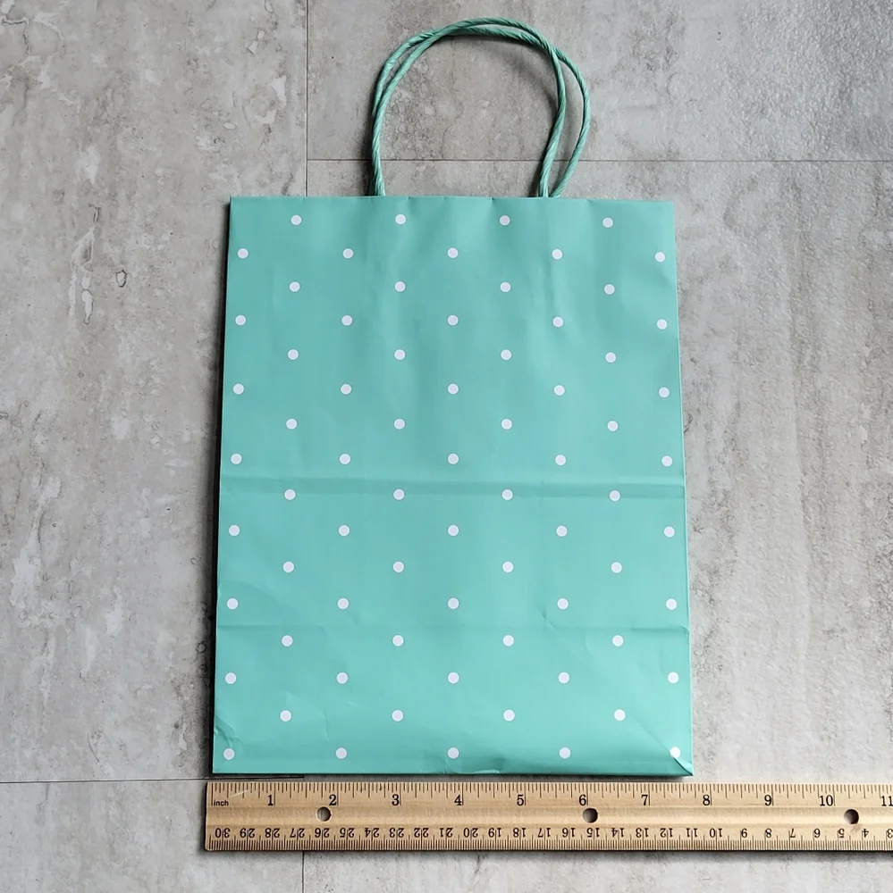 8-PACK Gift Bags NEW Mint Polkadot
